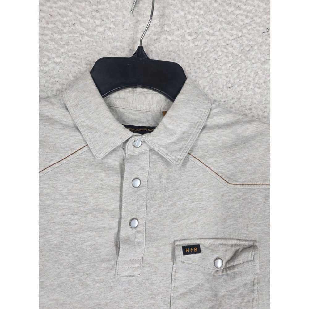 Howler Brothers H Bar B Pearl Snap Polo Shirt Mens M Heather Grey Western Yoke - Picture 8 of 11